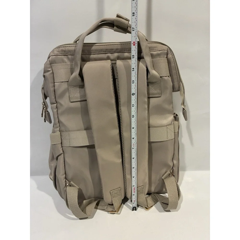 Paris Hilton Travel Laptop Bag Cream Quilted Nylon Backpack INV01036 NEW